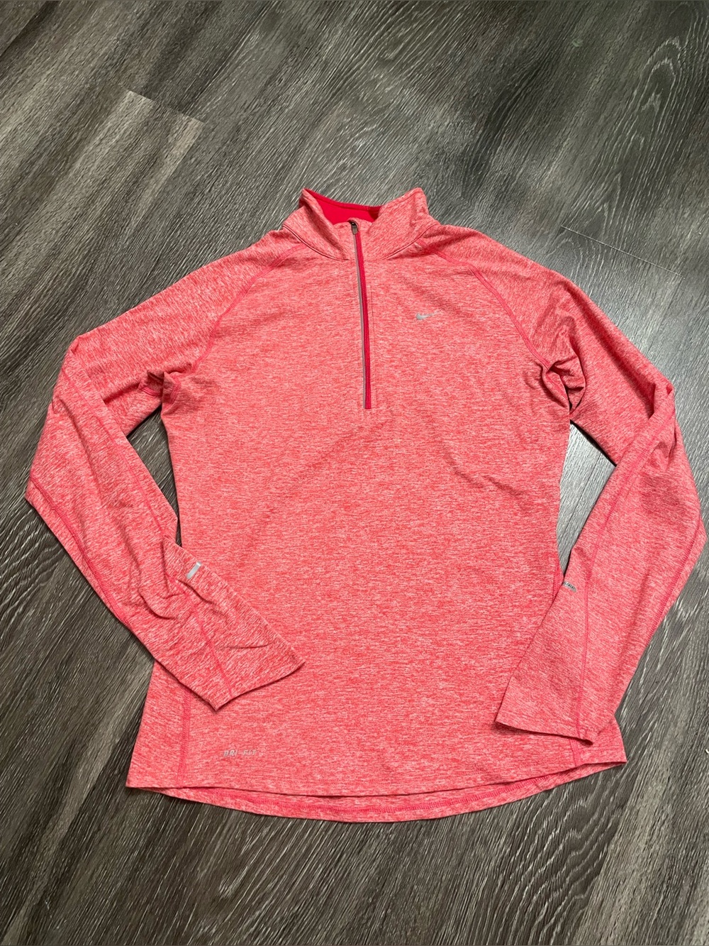 Nike Women's Long Sleeve 1/4 Zip Performance Top - Coral Red Heather